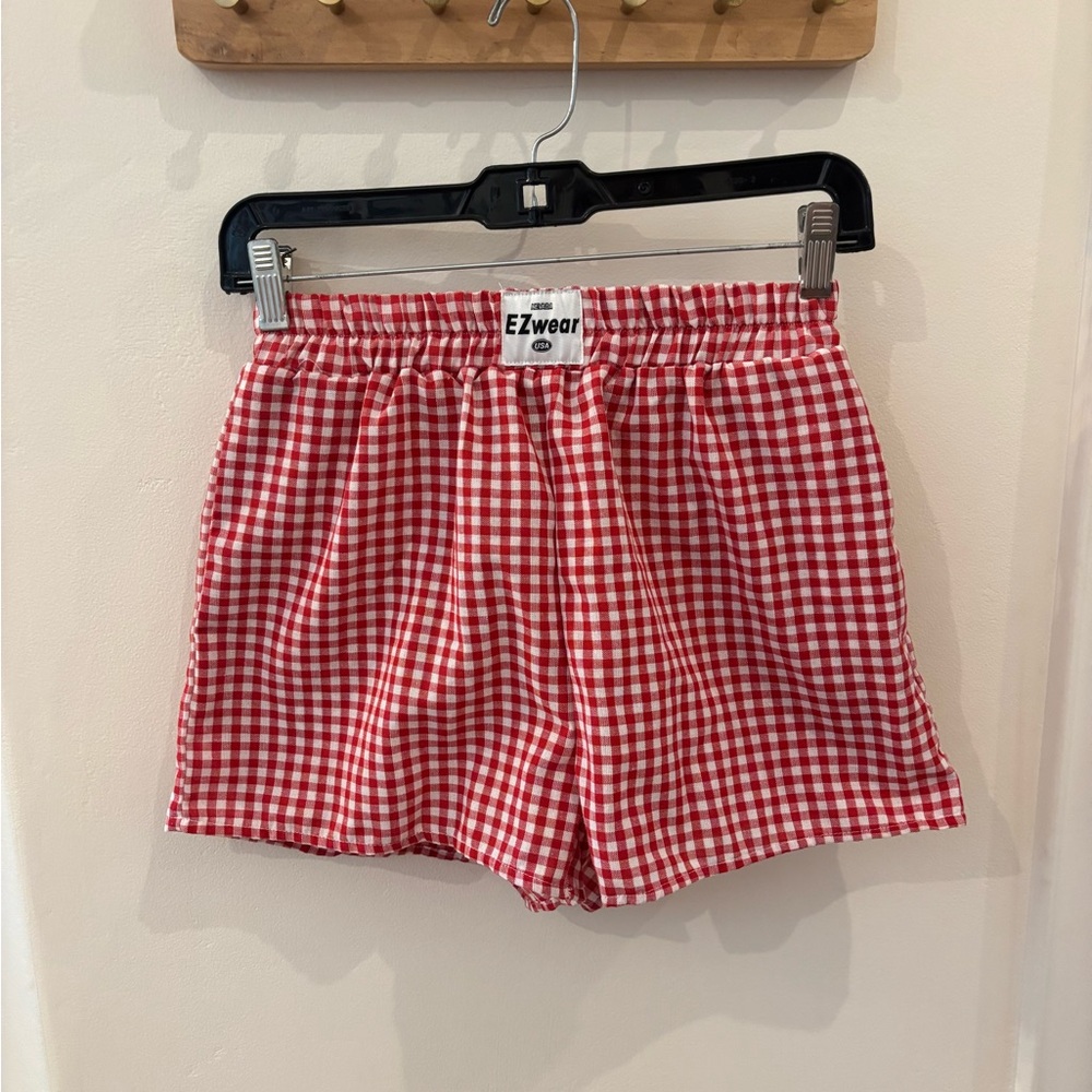 SHEIN Red High Waist Gingham Shorts
